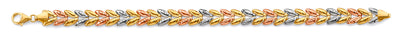 14K Tri Color Gold Fancy Hollow Bracelet