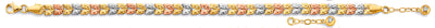 14K Tri Color Gold Butterfly Fancy Bracelet