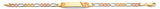 14K Tri Color Gold Figaro Cross ID Bracelet