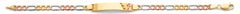 14K Tri Color Gold Figaro Cross ID Bracelet
