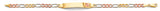 14K Tri Color Gold Figaro Butterfly ID Bracelet