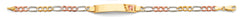 14K Tri Color Gold Figaro Butterfly ID Bracelet
