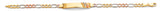 14K Tri Color Gold Figaro Flower ID Bracelet