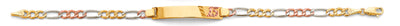 14K Tri Color Gold Figaro 15 Years ID Bracelet