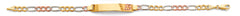 14K Tri Color Gold Figaro 15 Years ID Bracelet