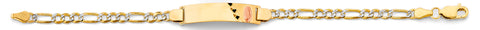14K Two Tone Gold Figaro WP Guadalupe ID Bracelet