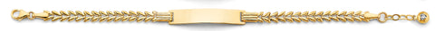14K Yellow Gold CZ Baby ID And Leaf Bracelet