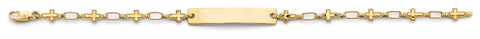 14K Yellow Gold Baby ID And Cross Bracelet