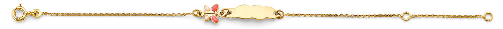 14K Yellow Gold Enamel Butterfly Baby ID Bracelet