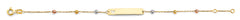 14K Tri Color Gold Ball Baby ID Bracelet