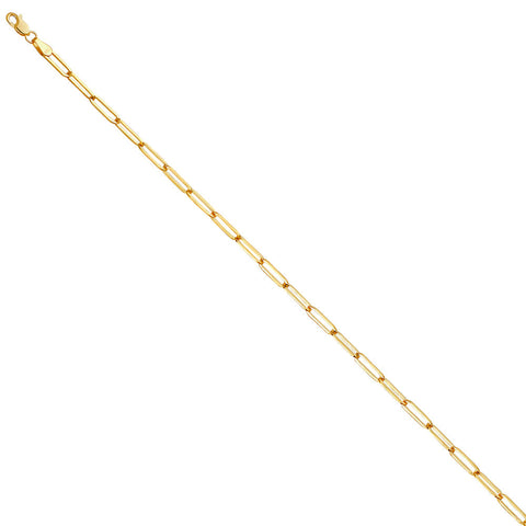 14K Yellow Gold 3.0mm Solid Square Paperclip Chain