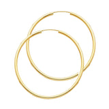 14K Yellow Gold Polished 2mm Round Tube Endless Hoop Earrings