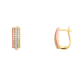 14K Tri Color Gold Fancy CZ Earrings