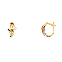 Load image into Gallery viewer, 14K Tri Color Gold Curve Fancy CZ Earrings