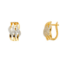 Load image into Gallery viewer, 14K Two Tone Gold Fancy CZ Earrings