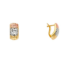 Load image into Gallery viewer, 14K Tri Color Gold Half Huggies Earrings