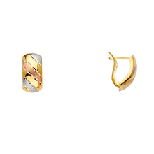 Load image into Gallery viewer, 14K Tri Color Gold 10mm Half Huggies Earrings