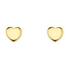 Load image into Gallery viewer, 14K Yellow Gold Plain Heart Earrings With Push Back