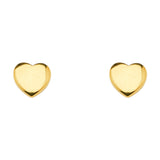 14K Yellow Gold Plain Heart Earrings With Push Back