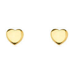 14K Yellow Gold Plain Heart Earrings With Push Back