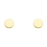 14K Yellow Gold Plain Circle Earrings With Push Back
