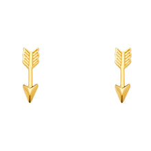 Load image into Gallery viewer, 14K Yellow Gold Arrow Earrings With Push Back