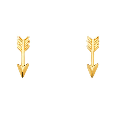 14K Yellow Gold Arrow Earrings With Push Back