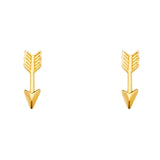 14K Yellow Gold Arrow Earrings With Push Back