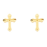 14K Yellow Gold Cross Earrings With Push Back