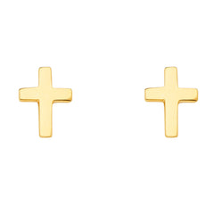 14K Yellow Gold 8mm Cross Earrings With Push Back