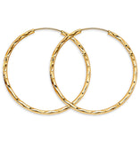 14K Yellow Gold Shiny 1.8mm DC Endless Hoop Earrings