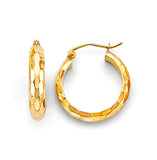 14K Yellow Gold Shiny DC Hoop Earrings