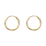 14K Yellow Gold 1.2mm Round Tube Polished Endless Hoop Earrings