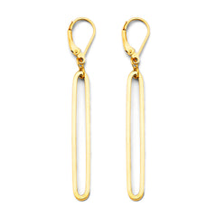 14K Yellow Gold Paperclip Earrings With Leverback