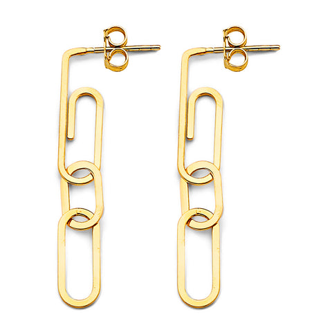 14K Yellow Gold Paperclip 5mm Earrings With Pushback