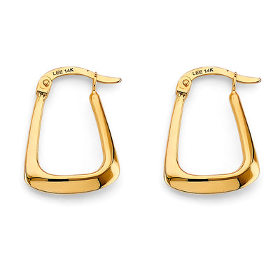 14K Yellow Gold 15mm Polish Hollow Hoop Earrings