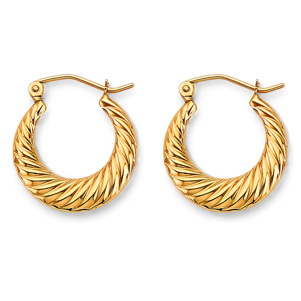 14K Yellow Gold 17mm Hollow Hoop Earrings