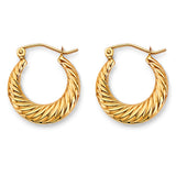 14K Yellow Gold 17mm Hollow Hoop Earrings