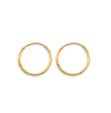 14K Yellow Gold 1mm Tube Endless 12mm Hoop Earrings