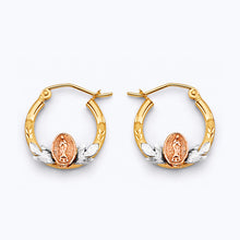 Load image into Gallery viewer, 14K Tri Color Gold Guadalupe Hoop Earrings