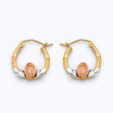 14K Tri Color Gold Guadalupe Hoop Earrings