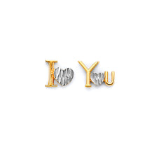 Load image into Gallery viewer, 14K Two Tone Gold I Love You Push Back Earrings