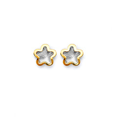 14K Two Tone Gold DC Star Push Back Earrings
