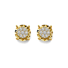 14K Yellow Gold CZ Cluster Earrings Or Set
