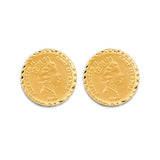 14K Yellow Gold Round Queen Elizabeth Earrings Or Set