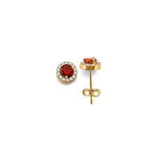 Load image into Gallery viewer, 14K Yellow Gold CZ Round January Birth Stone Earrings
