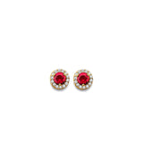 14K Yellow Gold CZ Round July Birth Stone Earrings