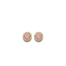 Load image into Gallery viewer, 14K Yellow Gold CZ Round October Birth Stone Earrings