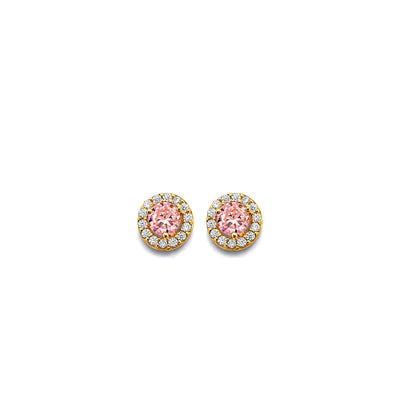 14K Yellow Gold CZ Round October Birth Stone Earrings