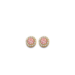 14K Yellow Gold CZ Round October Birth Stone Earrings
